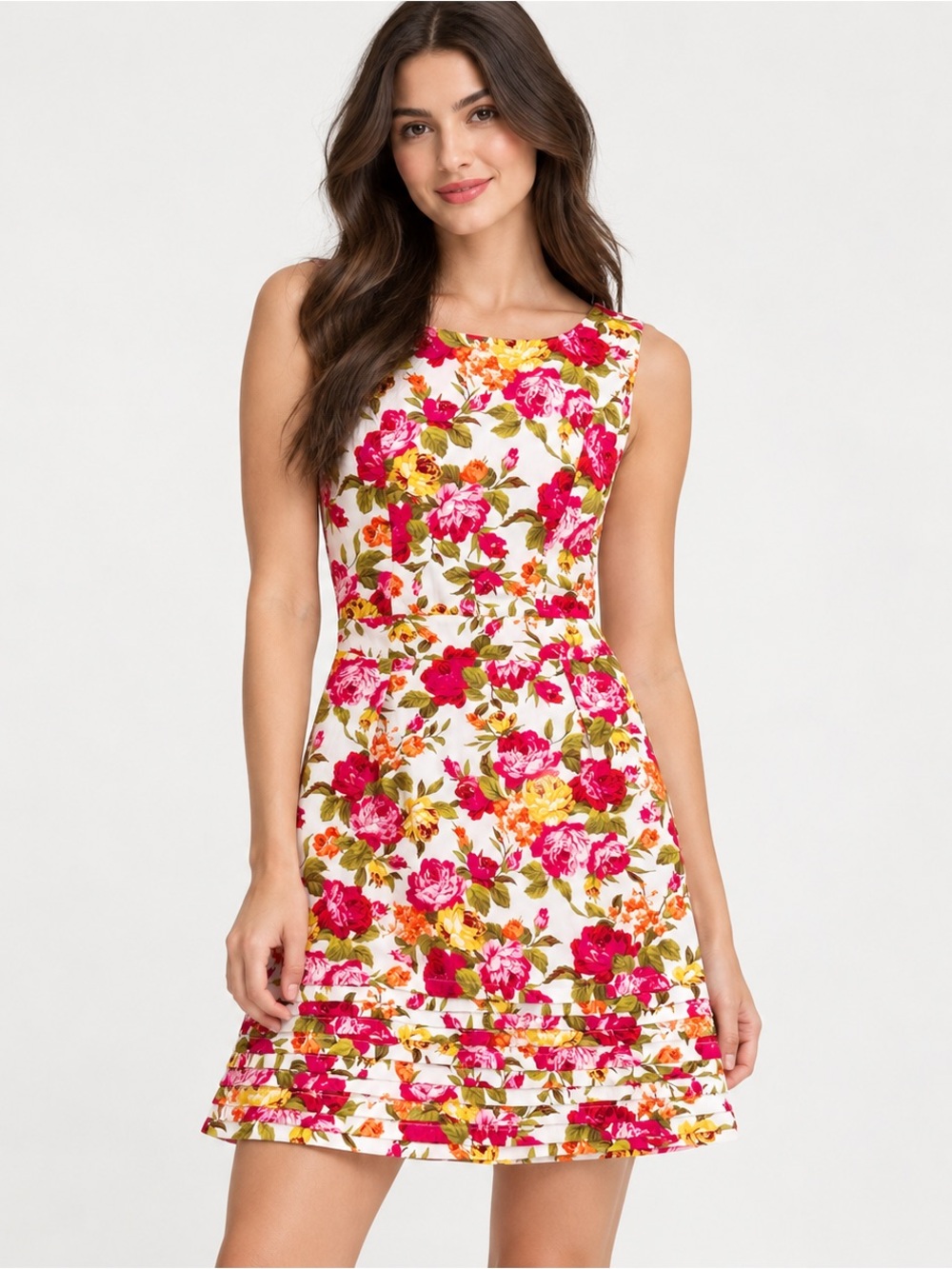 Kamy White Floral Fit & Flare Sleeveless Dress